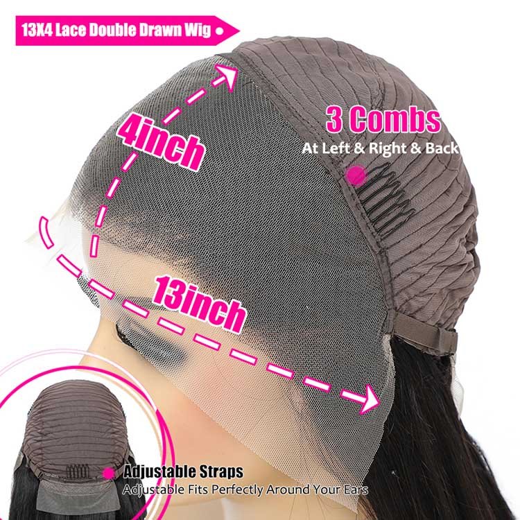 Glueless Super Double Drawn 13x4 Frontal Lace Water Wave Wig 250% density 100% Human Hair - Superlovehair